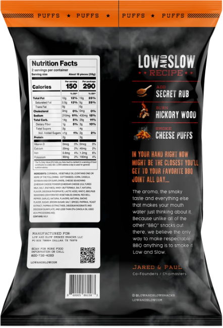 Low & Slow Hickory Smoked BBQ Cheese Puffs 6 oz.