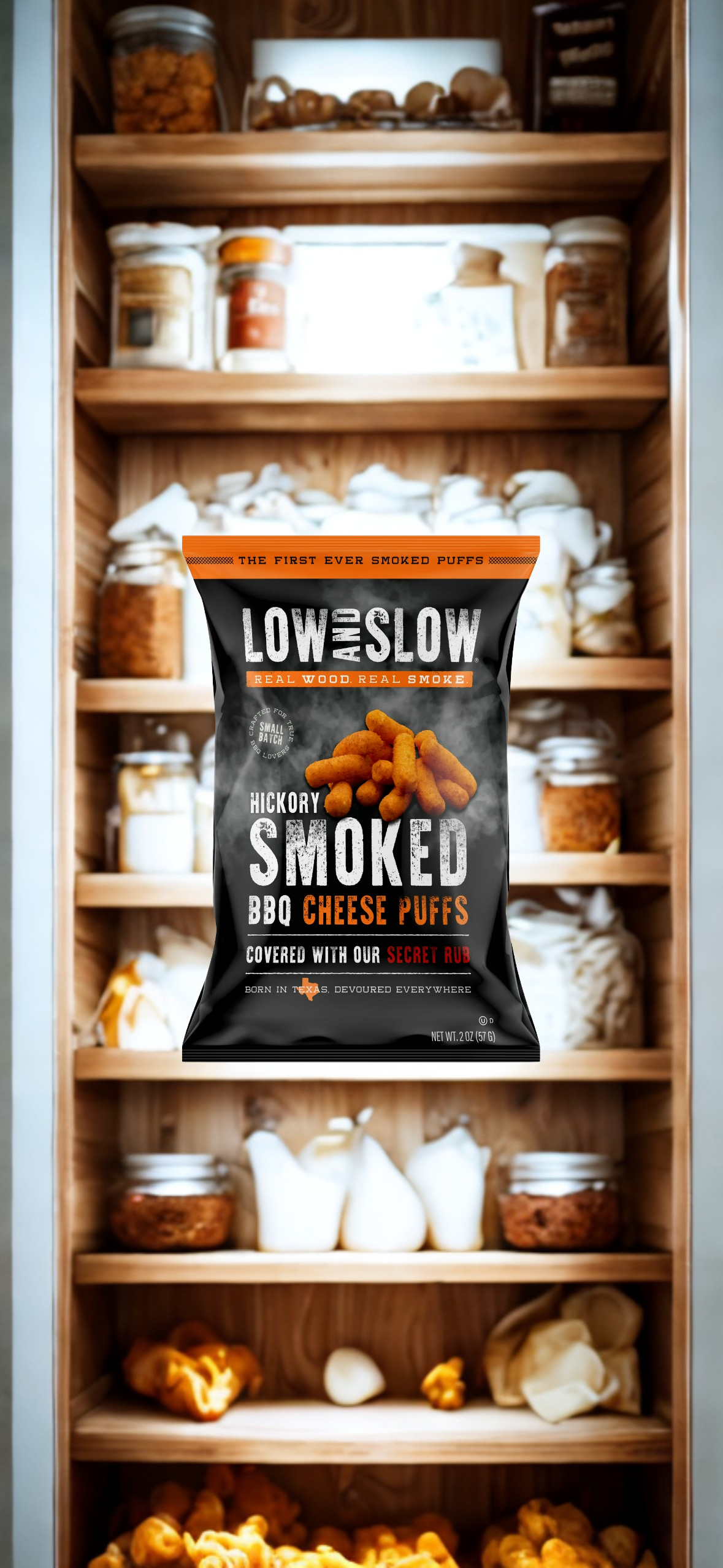 Low and Slow BBQ Cheese Puffs 2 oz.