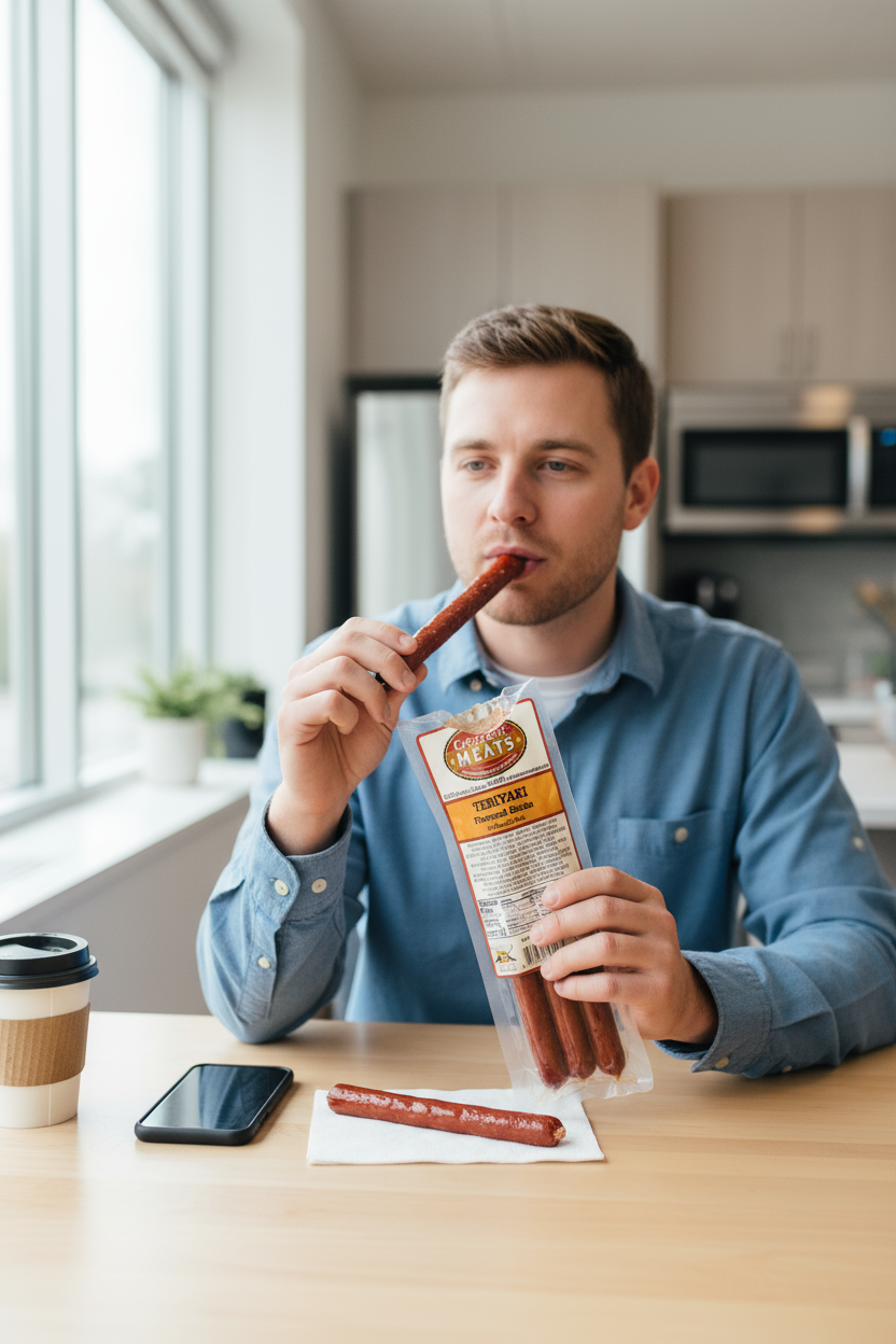 Crescent Meats Teriyaki Sticks lunch break