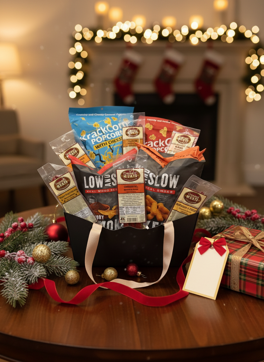 Gift basket in holiday setting