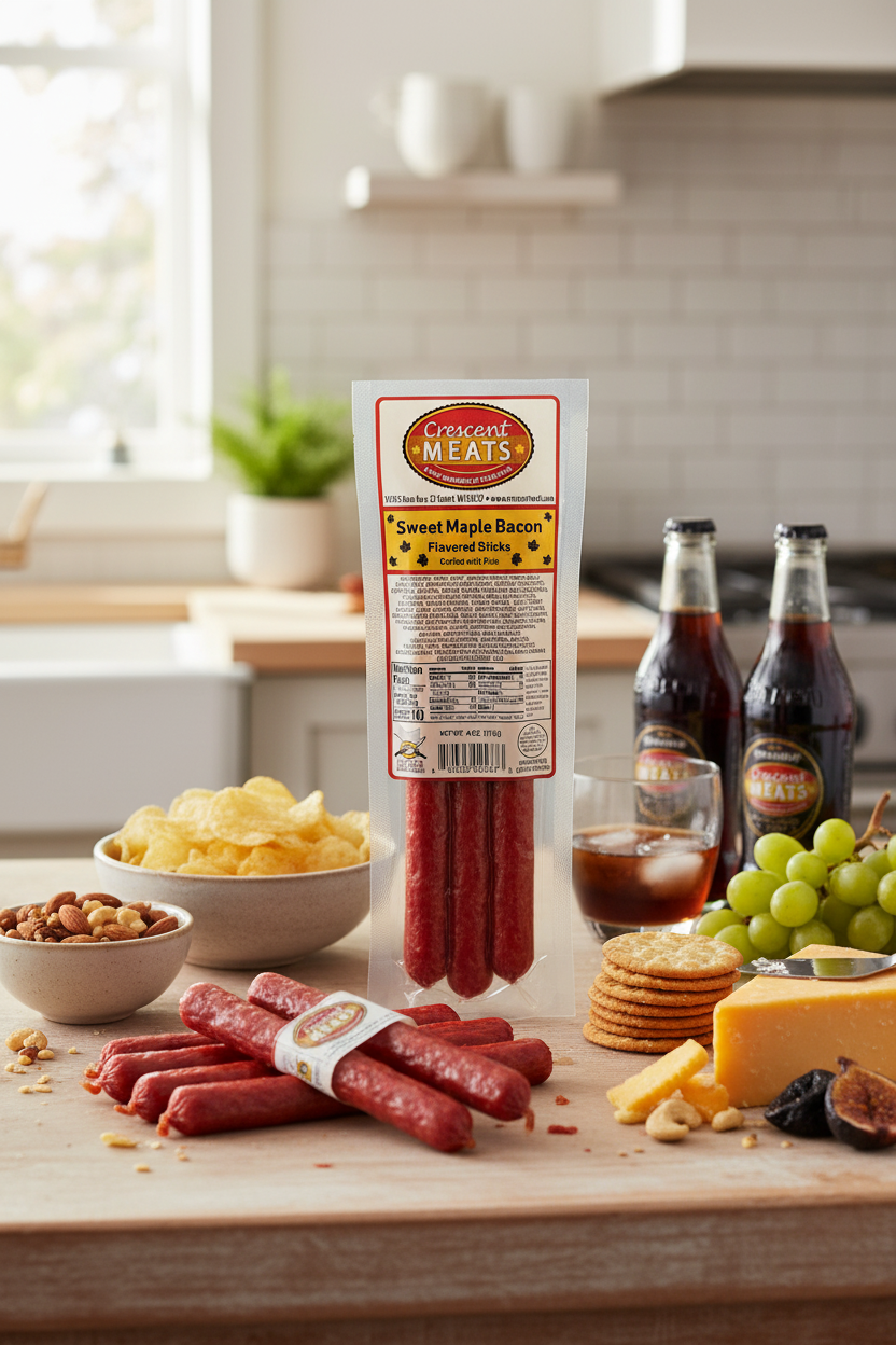 Sweet Maple & Bacon Sticks with snacks